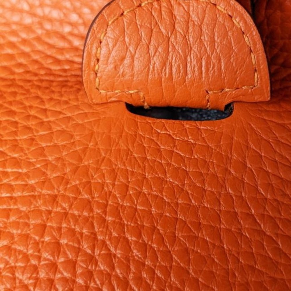 SOLD Hermes Evelyne Iii Pm Orange Clemence Leather Cross Body Bag - Picture 10 of 11